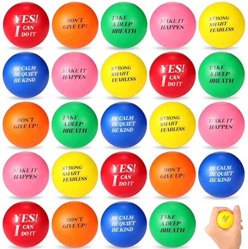 Stress Balls, 24Pcs Motivational Foam Ball Squeeze Ball for Kids and Adults Stress Relief for Adhd Autism Home Office School Age 3+ Gift (6 Color)