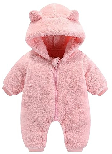 L9WEI 3 6 Mesi Maschio Vestiti Neonate Ragazzi Vestiti Invernali Tuta da Neve Teddy Bear Tutina Outfit Neonato Tuta in Pile Pagliaccetto Cappotto Tuta con Cappuccio Neonato 3 6 Mesi (Red, 3-6 Months)