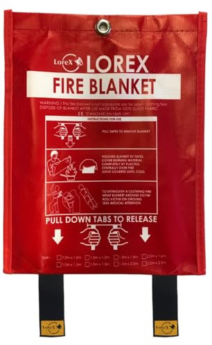 Lorex Manta ignífuga de alta calidad LR-FB1015CP de 100 cm x 150 cm, protección en situaciones de emergencia