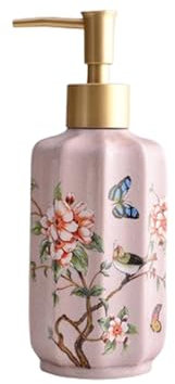 Distributeur de Savon pour Les Mains en céramique 350 ml/11,8 oz, Bouteille à Pompe de Lotion à Motif de Fleurs Vintage, Distributeur de désinfectant pour Les Mains