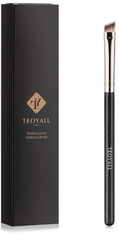 TEOYALL Pennello piatto angolato per eyeliner, setole sintetiche morbide e sottili, oblique, pennello di precisione per sopracciglia in gel per cipria