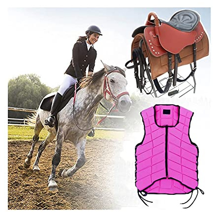 Sisdffaaa Equestrian Saddle Set Equestrian Protection Vest, Riding Safety Vest Body Protection Gear for Men, Women, Toddler, Kids, Boys and Girls (Black L+B) (Rose CL+A)