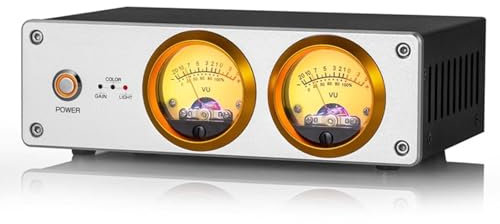 Amplificador con Medidor VU Analógico Dual, Interruptor Selector De Altavoz, con Panel DB, Brillo/Color/Ganancia Ajustables, Visualizador De Audio, para Amplificadores De Válvulas
