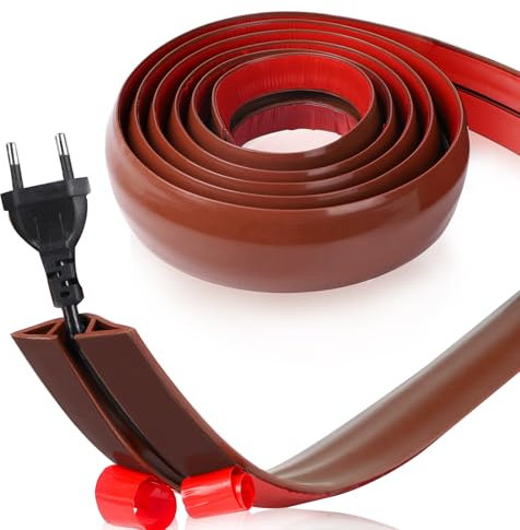 DBREAKS Ponte per cavi autoadesivo, 5 cm x 3 m, piccolo canale flessibile per cavi, alloggiamento per cavi mini canalina autoadesiva, protezione per tutti i cavi di alimentazione (marrone)