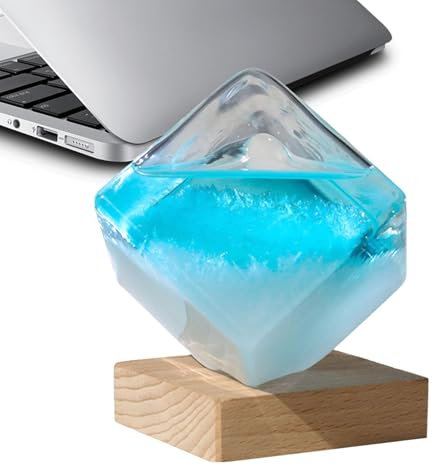 Hailerio Vetro meteorologico, barometro meteorologico Vetro tempesta - Cubo bottiglia per monitoraggio meteorologico - Decorazione da tavolo Decorazione da tavolo per il comodino di casa