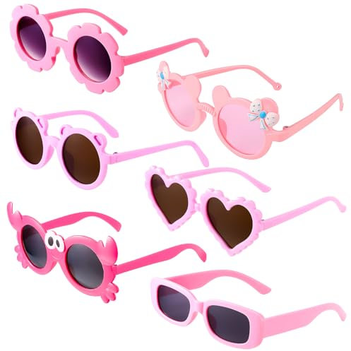 Utensilsto 6 Stück Sonnenbrille Kinder, Sonnenbrille Herzform Sonnenbrille Kinder 2 jahre Rosa Süße Herz Sonnenbrille Rave Party Dress Up Brille für Jungen Mädchen