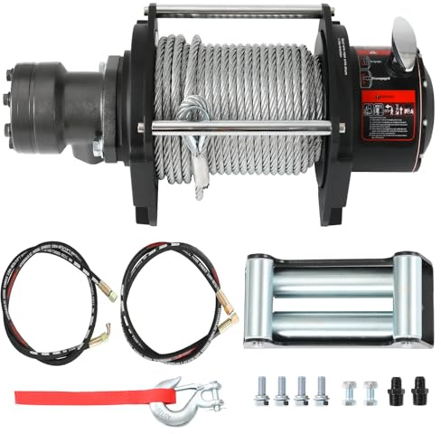 YeeJinHong Hydraulic Winch 15000LBS,2/5x78FT Steel Cable - BMR80 Motor, 36:1 Gear Ratio - Great for Wreckers, Trailers & Vehicle Recovery (78FT Steel Rope/15,000 LBS)