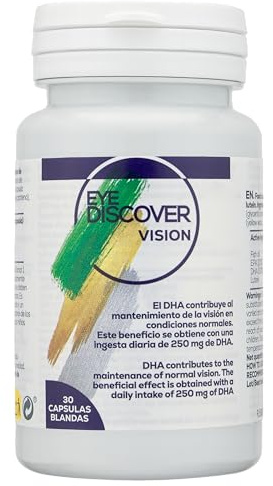EYE DISCOVER VISION Suplemento para el Cuidado de la Visión con Omega 3 y Luteína, Contiene 300 mg DHA - 30 Cápsulas Blandas