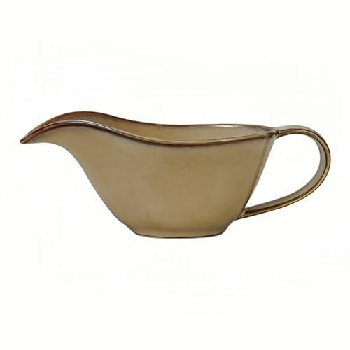 Salsiera in porcellana Barca per salsa, sciroppo, salsa, salsa, salsa, brocca in ceramica con manico, per salse, condimenti per insalata, crema, brodo (cachi scuro)