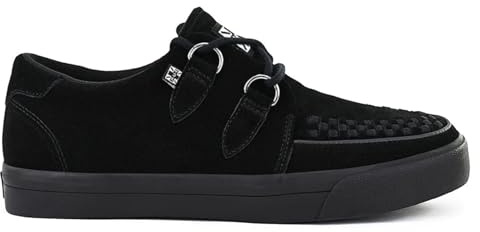 TUK Footwear Unisex Pointed Creeper Sneaker – Leather Goth Platform Shoes with Skull & Bones Sole