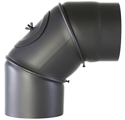 Kamino-Flam Tuyau de Poêle Coude Ø env. 120 mm, Avec Ouverture de Nettoyage, Coude de Poêle 90° en Acier Laqué Senotherm,Testé EN-1856-2, Gris