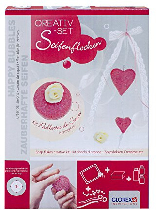 Glorex 6 1600 186 – SoapFix tvålflingor kreativt set hjärtat, kreativt set med tvålpinnar för design av individuella tvålar i hjärtform