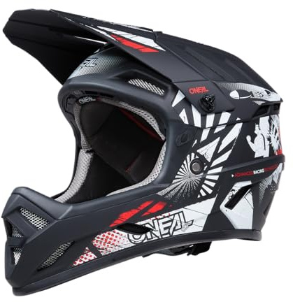 O'NEAL | Mountainbike-Helm | MTB Downhill | Nach Robustes ABS, Ventilationsöffnungen für Luftstrom & Kühlung, ABS Außenschale | Backflip Helmet Boom | Erwachsene | Schwarz Weiß | Größe XL