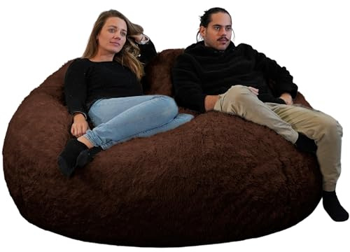 bananair - Sitzsack XXL mit Füllung für Erwachsene - Ultra Weich und Bequem mit Schaumstoff Füllung - Maschinenwaschbarer Bezug - Giant Bean Bag Chair, Sofa, Bed, Couch (160 cm, Schokolade)