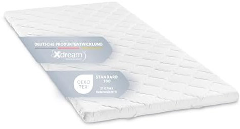 XDREAM Pure Topper | Ergonomischer Matratzentopper mit bequemem Komfortschaumkern | Bänder zur Befestigung | Öko-Tex Zertifiziert | 180 x 200 cm