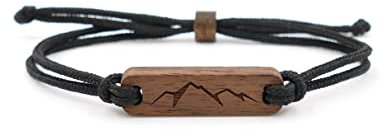 WALDHERZ Holz Armband Berge aus Walnussholz | Rückseite personalisierbar | handgefertigt in Deutschland | nachhaltig und vegan