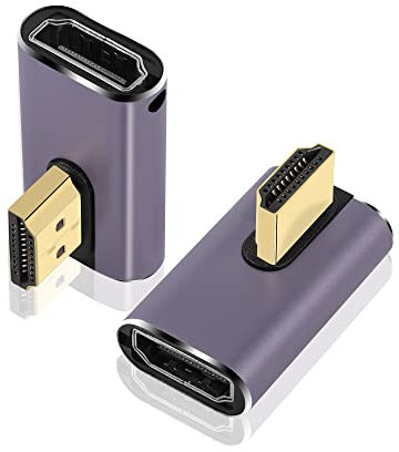 PNGKNYOCN Adaptadores de 270 Grados HDMI de 8k, 2 Grupos de Soporte de convertidor Macho y Femenino HDMI 2.1 en ángulo Recto 8K@60Hz /. 4K@120Hz HDR(Right Bend)