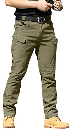 Onsoyours Pantalon Cargo Homme Multipoches Zippé Mince Pantalon Combat Pantalon de Travail Imperméable Pantalon Militaire Tactique pour Casual Activités en Plein Air