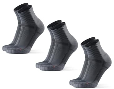 DANISH ENDURANCE Calze Uomo Running, Calzini da Corsa Anti-Vesciche, Calze Antiscivolo Unisex, 3 o 5 Paia, Grigio/Nero, 43-47