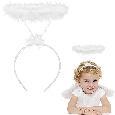 Sprinlot Halloween växthus, vit ängel pannband, ängel, rekvisita för halloween, karneval, cosplay, fest, ängel, present, halloween jul