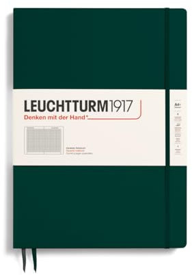 LEUCHTTURM1917 370274 Carnet Master Slim (A4+), Couverture rigide, 123 pages numérotées, Forest Green, Quadrillé