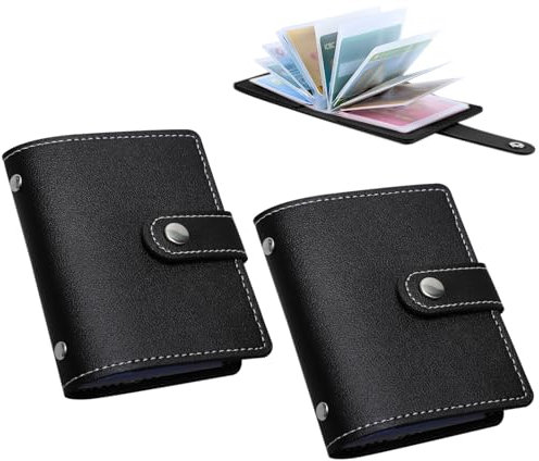 Bateya 2 Stück Kreditkartenetui für Damen Herren Kartenetui Schwarz, PVC Kartenhülle für Mehrere Karten Kartenhalter Leder Kreditkartenhüllen Damen,Diebstahlsichere Kartentasche- 24 Karten