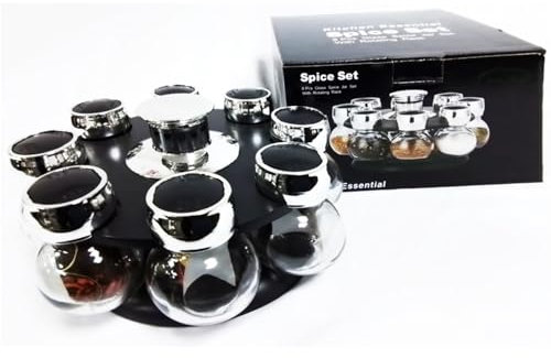 NTI 8Pc MASTER COOK REVOLVING SPICE RACK SET 130ML STOGARE JAR CONTAINER | Traditional | Cookware | Kitchenware | Professional Or Home | Chef | Housewarming Gifts | UK FREE P&P