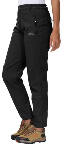 YSENTO Pantalon softshell pour femme - Pantalon de randonnée d'hiver - Pantalon de ski - Imperméable - Doublure chaude - Pantalon d'extérieur - Pantalon de trekking