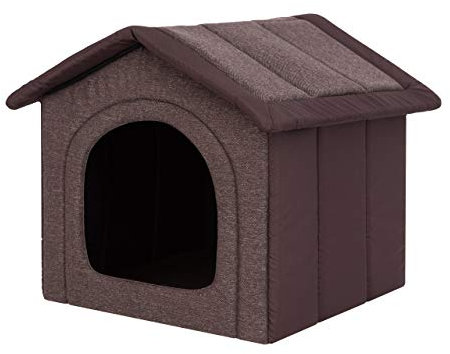Hundehöhle Hundehütte Hundebett Hundebox - Dunkelbraun - R4: 55 x 60 x 60 cm - Indoor/Outdoor Katzenhütte Hundehaus Hundestrandkorb Hundekorb