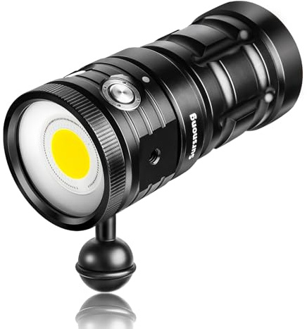 Sursnong SE 7500 Lumens Torcia Subacquea Video - torcia subacquea professionale con 92 CRI, luce bianca 5200K, per immersioni/fotografia subacquea/videografia (impermeabile IP68, profondità 100m)