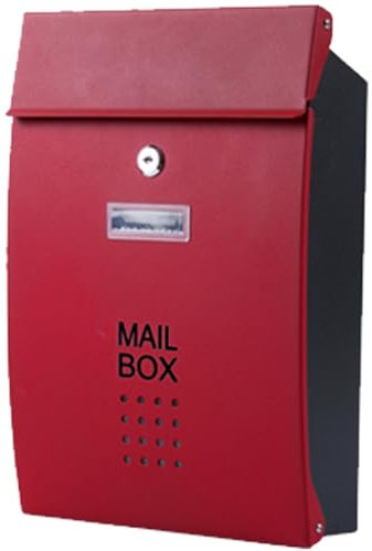 Briefkasten Personalisiert, Wandbriefkasten, Briefkasten Groß, Briefkasten Edelstahl, Mailbox für Den Außenbereich, 37x22x8cm(Red)