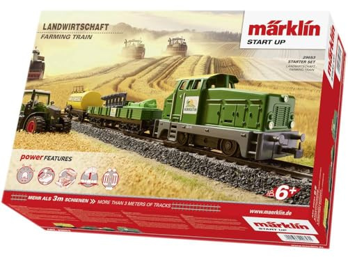Märklin 29653 Start up Startpackung „Landwirtschaftszug“ – Modelleisenbahn Spur H0, digital, mit Gleisoval, Weichen, Landmaschinen & Märklin Power Control Stick – Einsteiger & Familien
