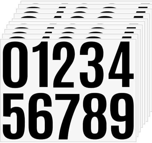 10 Feuilles d'Autocollants Numéros Réfléchissants - Étiquettes Adhésives Résistantes pour Mailbox, Porte, Extérieur - Chiffres 0-9 en Vinyle Durable (Noir, 10 cm, 100 Pièces)