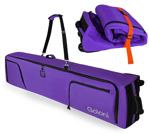 Goloni Ski Bag with Wheels,Padded Snowboard Bag for Air Travel,600D Waterproof Fabric,Foldable Snow Bag Fits 2 Pairs Skis Up to 175/190cm