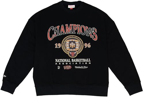 Mitchell & Ness NBA Championship Rings Crew - Chicago Bulls, L, 1996, Crewneck, Pullover, Schwarz, 100% Baumwolle, Unisex, Frühling, Sommer, Herbst, Winter, Basketball, US-Sport