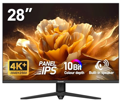 Gawfolk Gaming Monitor 28.5 Zoll 4K 60Hz, IPS PC Bildschirm mit Lautsprecher 3840 x 2560P, Computerbildschirm mit FreeSync, HDMI, DisplayPort, 178° Weiter Betrachtungswinkel, unterstützt VESA 75*75MM