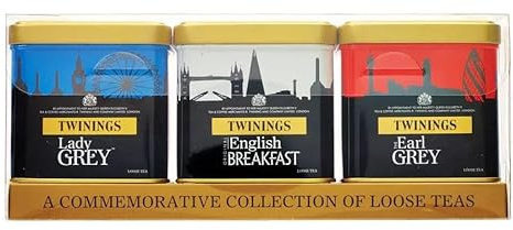 Twinings - Coffret Thés en Vrac - Collection London Skyline (3 Boîtes de 100 g) : English Breakfast, Earl Grey et Lady Grey - Intense et Délicat