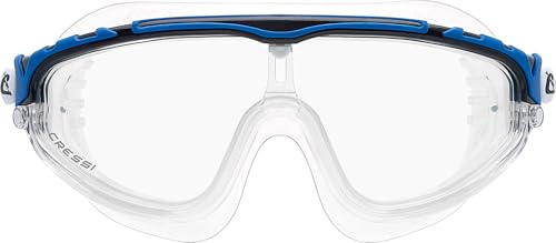Cressi Skylight Swim Goggles - Wide Vision & Anti-Fog Swim Mask - UV Protection Pool Goggles - Silicone Strap Swimming Gear - Clear/Black/Blue