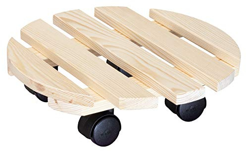 WAGNER PALETTI Plant Trolley Ø 30 x 8 cm Flower Trolley For Indoor Use Container Trolley Made Of FSC-Certified Solid Wood Nature Color Load Capacity 100 Kg - 20001801