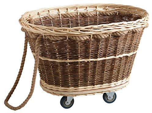 Aubry Gaspard - Carrello per legna con ruote, in vimini, colore: grezzo