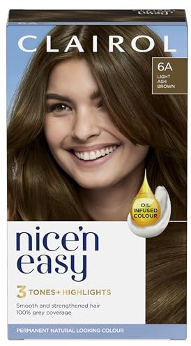 Clairol Nice'n Easy Crème, Natural Looking Oil Infused Permanent Hair Dye, 6A Light Ash Brown, 1 Count (Pack of 1)