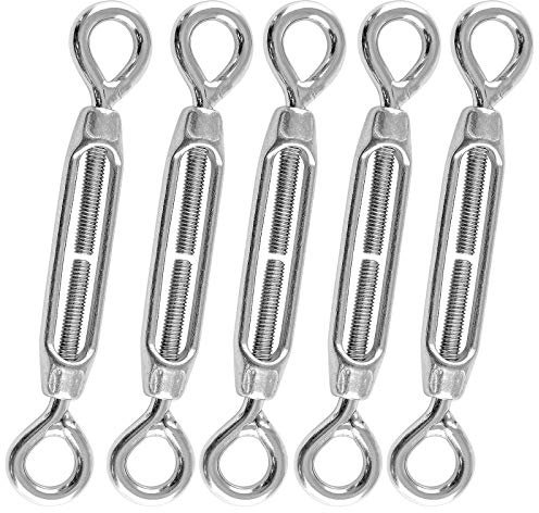 PHITUODA 5pcs M4 Stainless Steel 304 Eye & Eye Turnbuckles Adjustable Wire Rope Tensioner