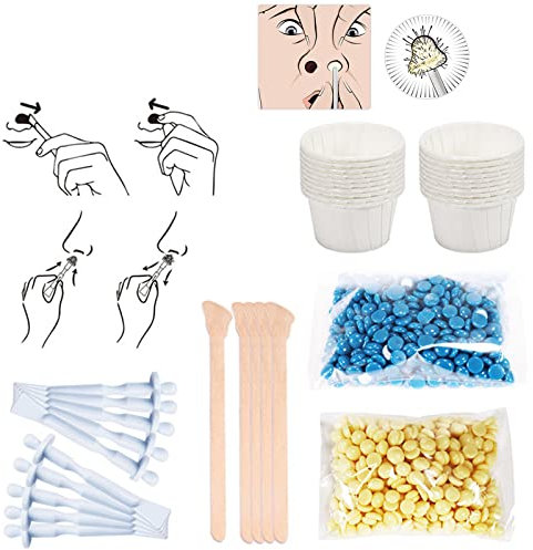 RoseFlower Nasenhaar Wachs Haarentfernung Set - Nasenwachs für Männer+Frauen, Gesichts Enthaarung Sicher & Schmerzfre, Nose Wax 150g / 15-25 mal für die Verwendung