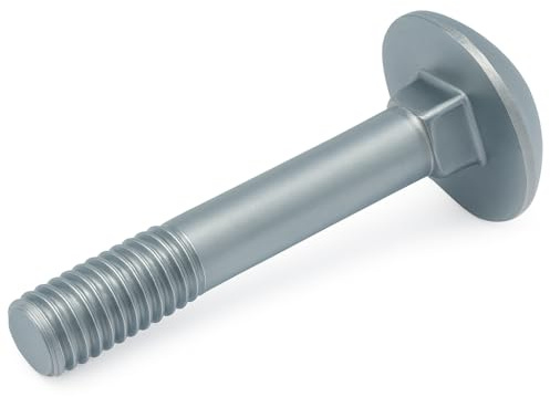 M6x50mm Vis à tête ronde avec col carré, Pack de 20, Vis à tête champignon pour portail, porte, tête de lit, Boulons de carrosserie galvanisés avec tête demi-ronde DIN 603