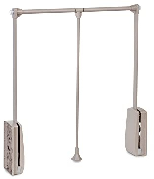 Emuca - Barre de penderie escamotable, tringle relevable, penderie rabattable pour armoire, largeur réglable 600-830mm, gris pierre