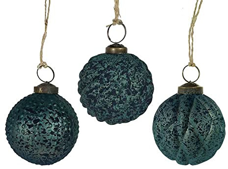 Christbaumkugeln Zapfen Petrol Echt Glas 3 Stück Weihnachtsbaumkugeln