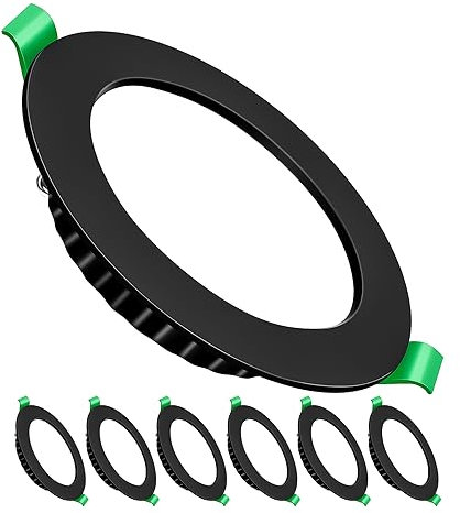 Tofisr LED Einbaustrahler 230V Flach,5W LED Spots Neutralweiß 4500K,Rund Matt Schwarz Metall Einbauleuchten Deckenspots,Slim Deckenstrahler,Einbauspots für Küche Wohnzimmer, 6er Set