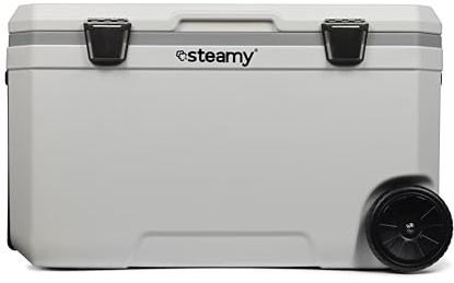 Steamy Marine 70 Frigoriferi portatile passivo con ruote, 70 Litri, Bianco