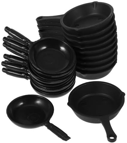 KOMBIUDA Lot de 20 Poêles À Frire Miniatures pour Maison De Poupée Mini Poêles Réalistes pour Garçons Filles Jouet De Cuisine