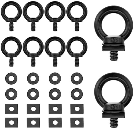 BENECREAT 8 Set di Ancoraggi di Fissaggio per Binario A T, 304 bullone Ad Occhiello In Acciaio Inossidabile M8 per Impieghi Gravosi per Tenere I Ganci Della Corda Elastica, Nero